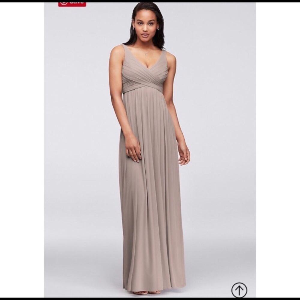 David’s Bridal Biscotti Mesh Long Dress